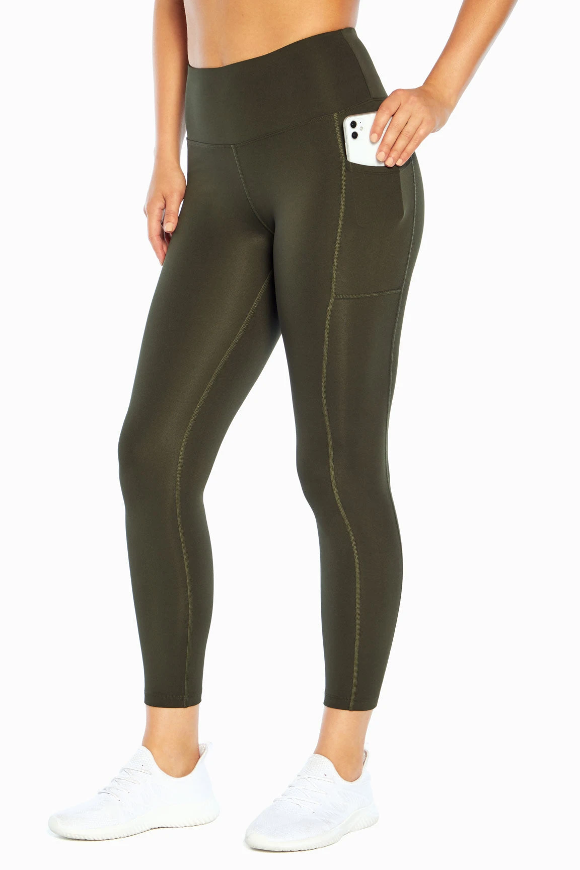 Marika High Rise Side Pocket Ankle Legging - Rosin Green